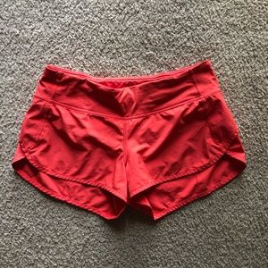 Lululemon speed up shorts, size 6, red.